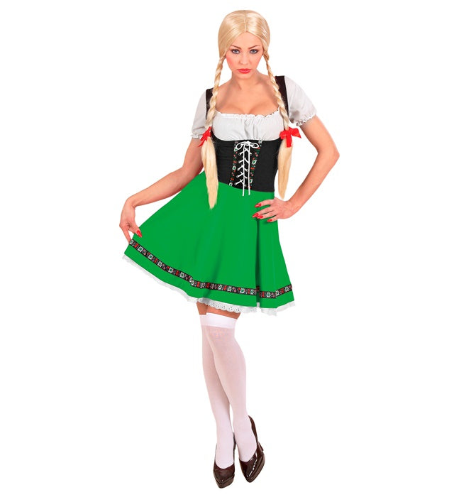 Traditionelles bayerisches Kleid in Blau-Weiß für Fasnacht und Mottoparty