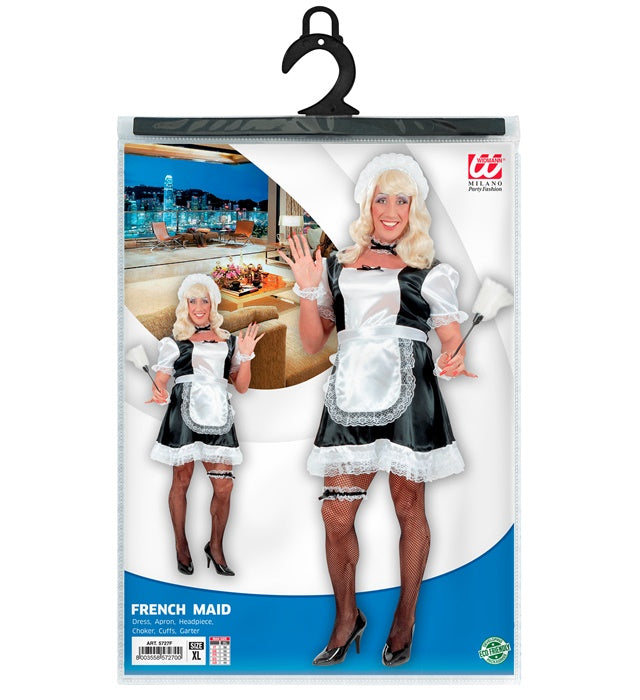 Stubenmädchen-Kostüm mit Kleid, Schürze und Kopfbedeckung für Fasnacht