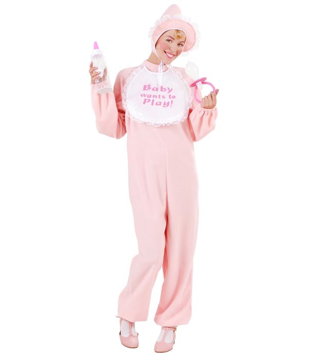 Baby Girl Kostüm mit Haube und Lätzchen für Fasnacht und Mottopartys