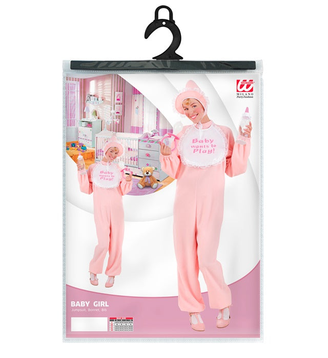 Baby Girl Kostüm mit Haube und Lätzchen für Fasnacht und Mottopartys