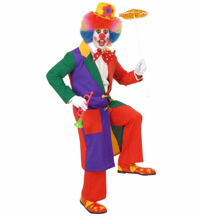 Bunter Clown-Mantel mit farbenfrohem Design für Fasnacht und Karneval