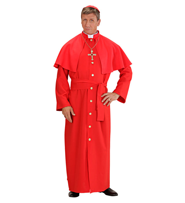 Rotes Kardinal-Kostüm mit Robe, Pelerine, Gürtel und Kalotte