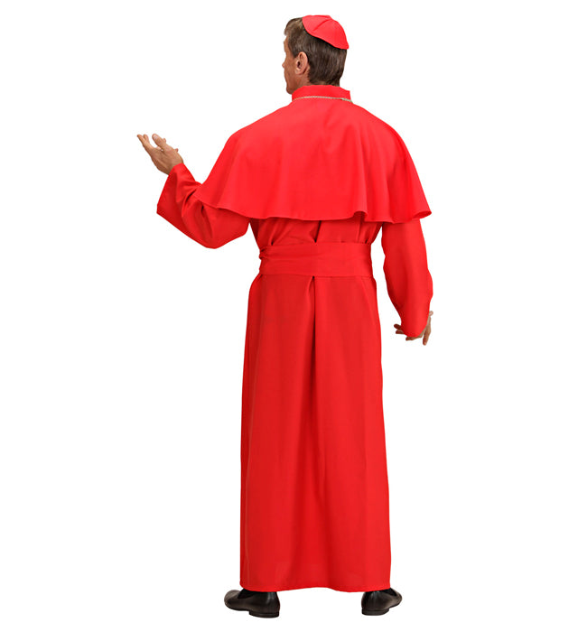 Rotes Kardinal-Kostüm mit Robe, Pelerine, Gürtel und Kalotte