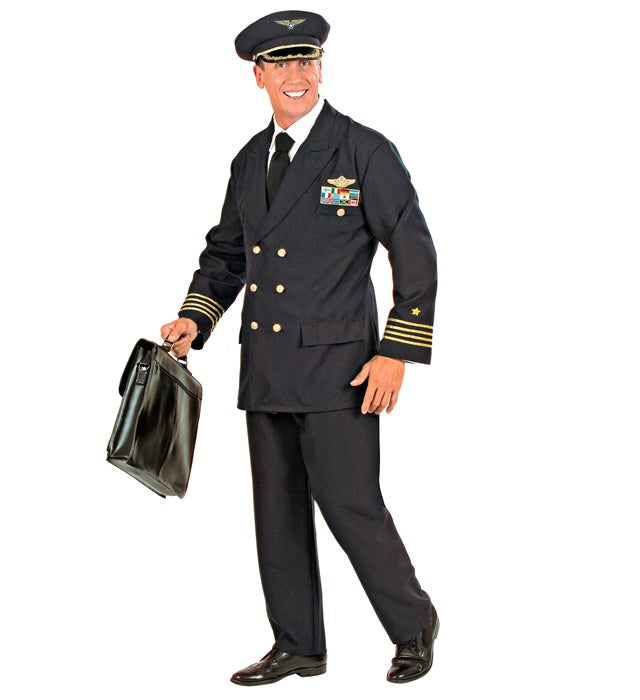 Pilot Kostüm Set mit Jacke, Hose und Mütze für Fasnacht