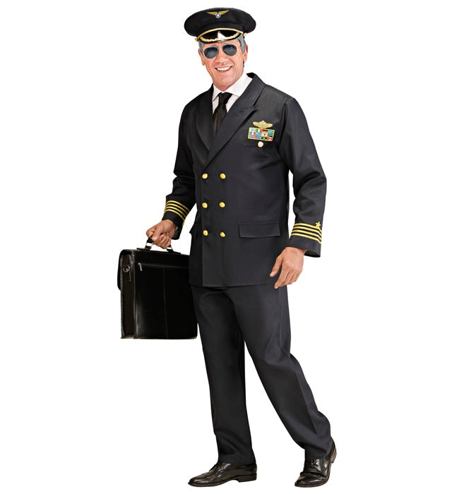 Pilot Kostüm Set mit Jacke, Hose und Mütze für Fasnacht