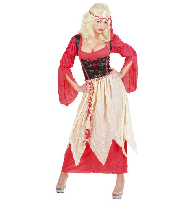 Mittelalterliche Hausdienerin Kostüm bestehend aus Kleid, Gürtel und Stirnband