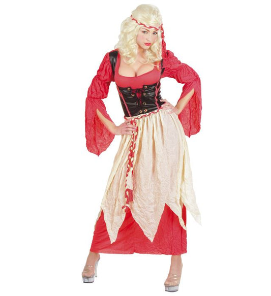 Mittelalterliche Hausdienerin Kostüm bestehend aus Kleid, Gürtel und Stirnband