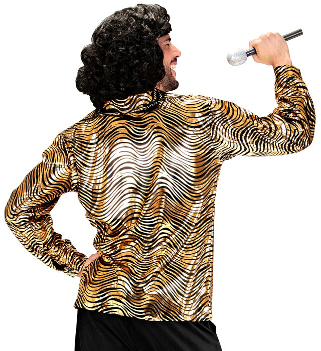 THE 70s DISCO STYLE golden waves Hemd mit goldenem Wellenmuster im 70er Jahre Stil