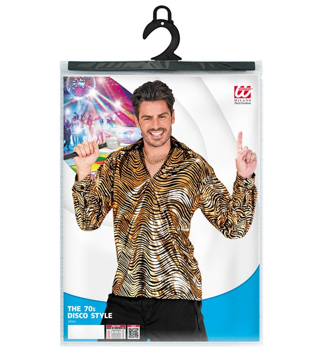 THE 70s DISCO STYLE golden waves Hemd mit goldenem Wellenmuster im 70er Jahre Stil