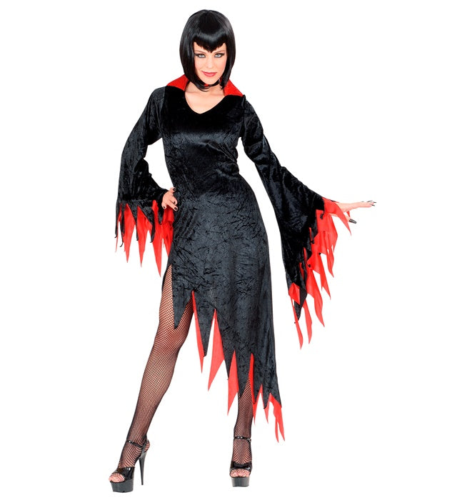 DARK MISTRESS Samtkleid mit Kragen und Halskette in zwei Farben