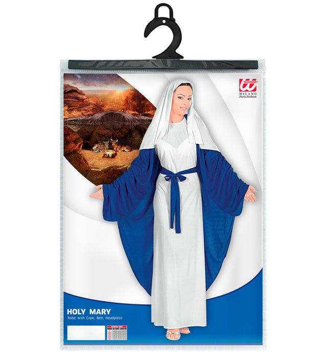 Heilige Maria Kostüm mit weißer Tunika, Umhang und Kopfbedeckung