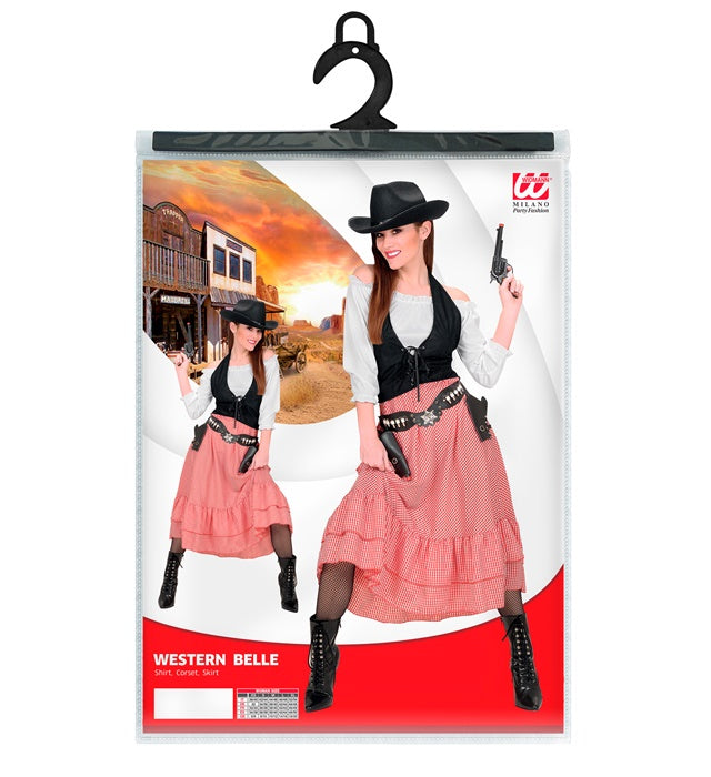 Western Belle Kostüm-Set bestehend aus Bluse, Korsett und Rock für Fasnacht