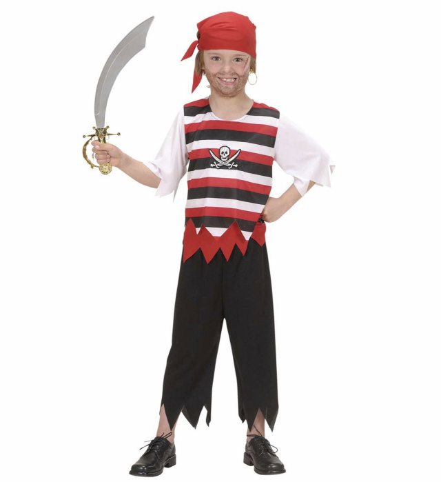 Piratenkostüm Komplettset mit Hemd, Hose, Gürtel und Kopftuch
