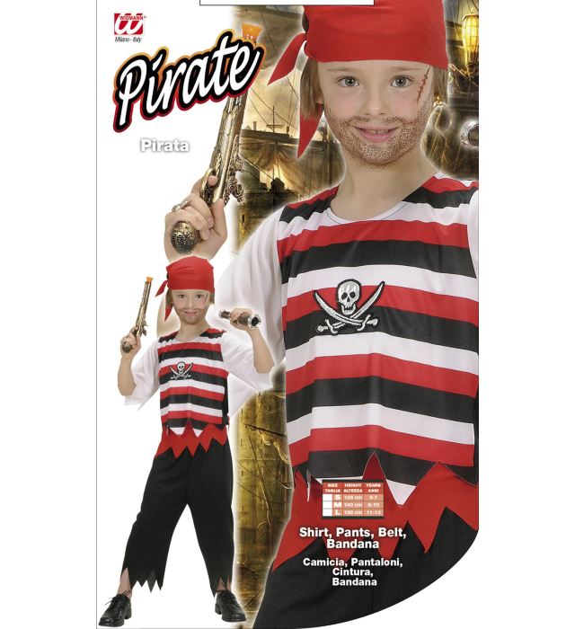 Piratenkostüm Komplettset mit Hemd, Hose, Gürtel und Kopftuch