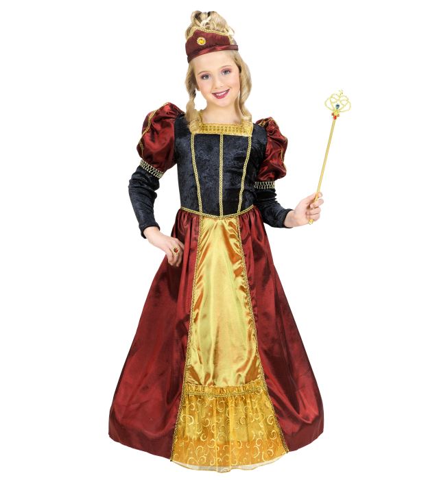 Kronprinzessin-Kleid mit voluminösem Reifrock und passender Kopfbedeckung