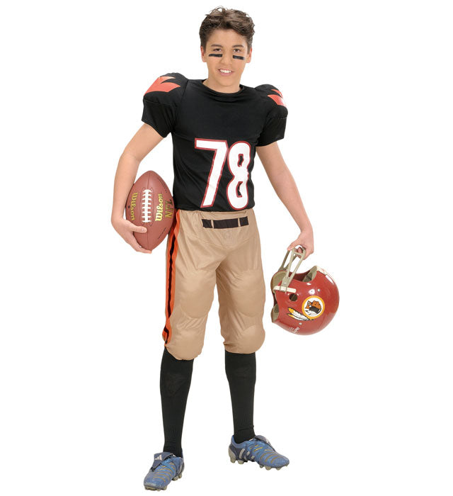 American Football Spieler Kostüm mit gepolstertem T-Shirt und Hose