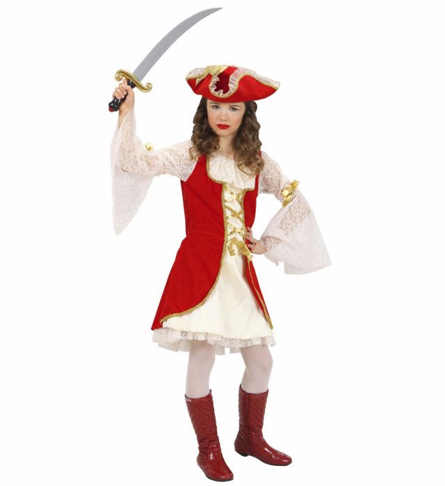 Piraten Kapitän Kostüm bestehend aus Kleid und Hut für Fasnacht und Karneval