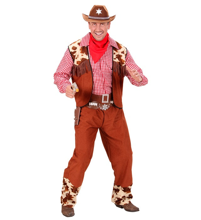 Cowboy-Kostüm bestehend aus Hemd, Weste, Hose, Gürtel und Bandana