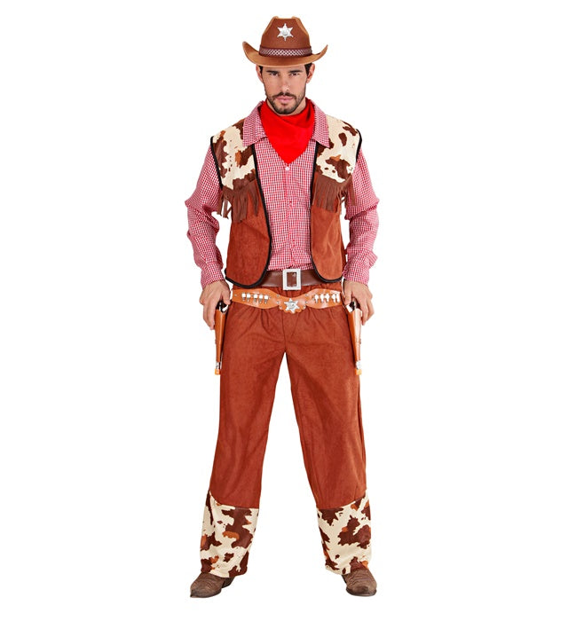 Cowboy-Kostüm bestehend aus Hemd, Weste, Hose, Gürtel und Bandana