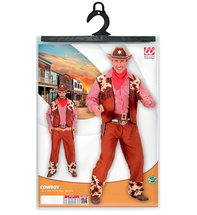 Cowboy-Kostüm bestehend aus Hemd, Weste, Hose, Gürtel und Bandana
