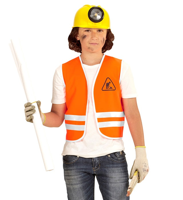 Gelbe Bauarbeiter-Weste als Kostümzubehör für Fasnacht und Mottoparty