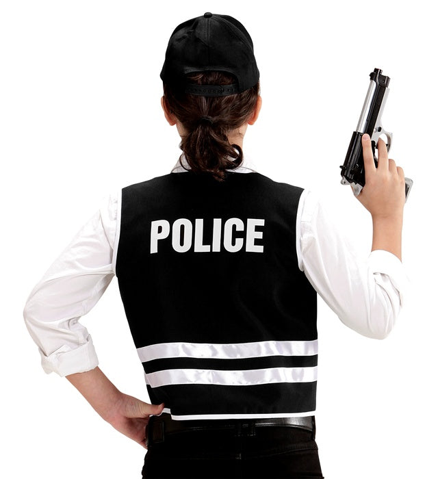 Polizisten-Kostüm bestehend aus Weste und Basecap für Fasnacht