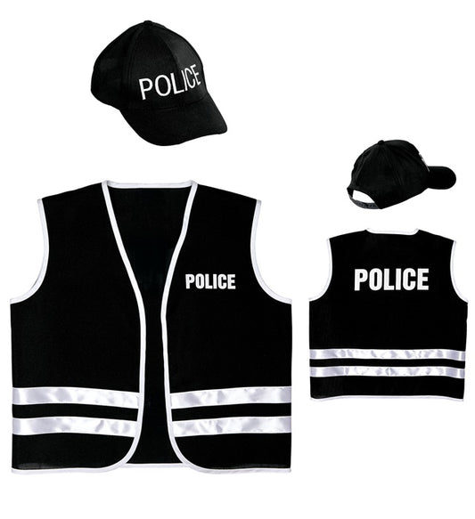 Polizisten-Weste mit Basecap für Fasnacht-Kostüm
