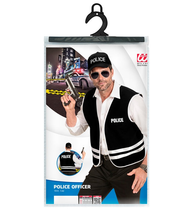 Polizisten-Weste mit Basecap für Fasnacht-Kostüm