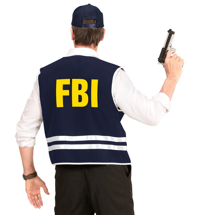 FBI Agent Kostüm bestehend aus schwarzer Weste und Hut für Fasnacht und Mottoparty