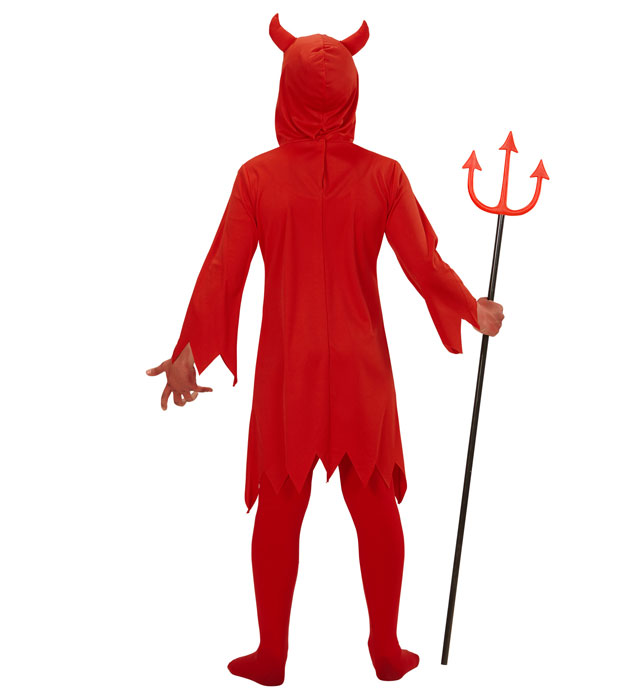 Teufel Tunika mit Kapuze in rot für Fasnacht und Karneval