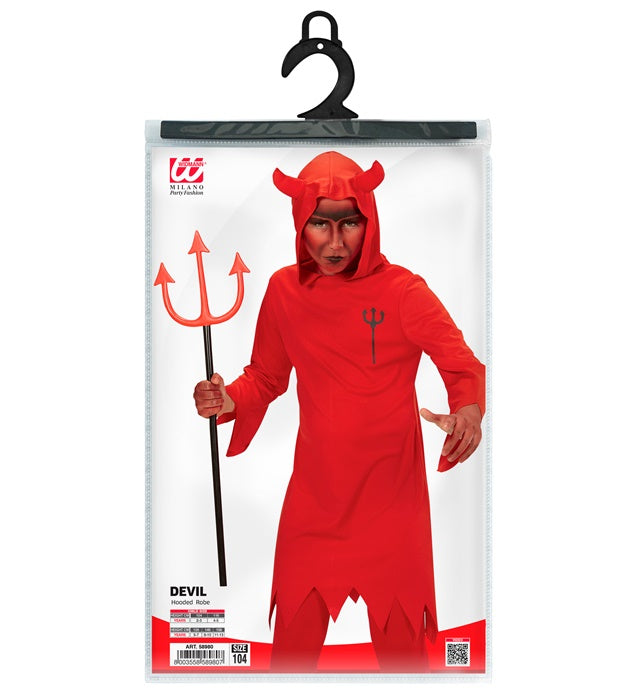 Teufel Tunika mit Kapuze in rot für Fasnacht und Karneval