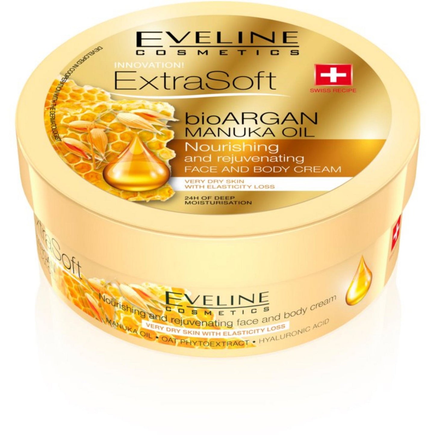 Eveline Cosmetics, Bio Organic, Argan & Manuka Oil, Hydratation, Täglich, Sahne, Für Gesicht & Körper, 175 ml