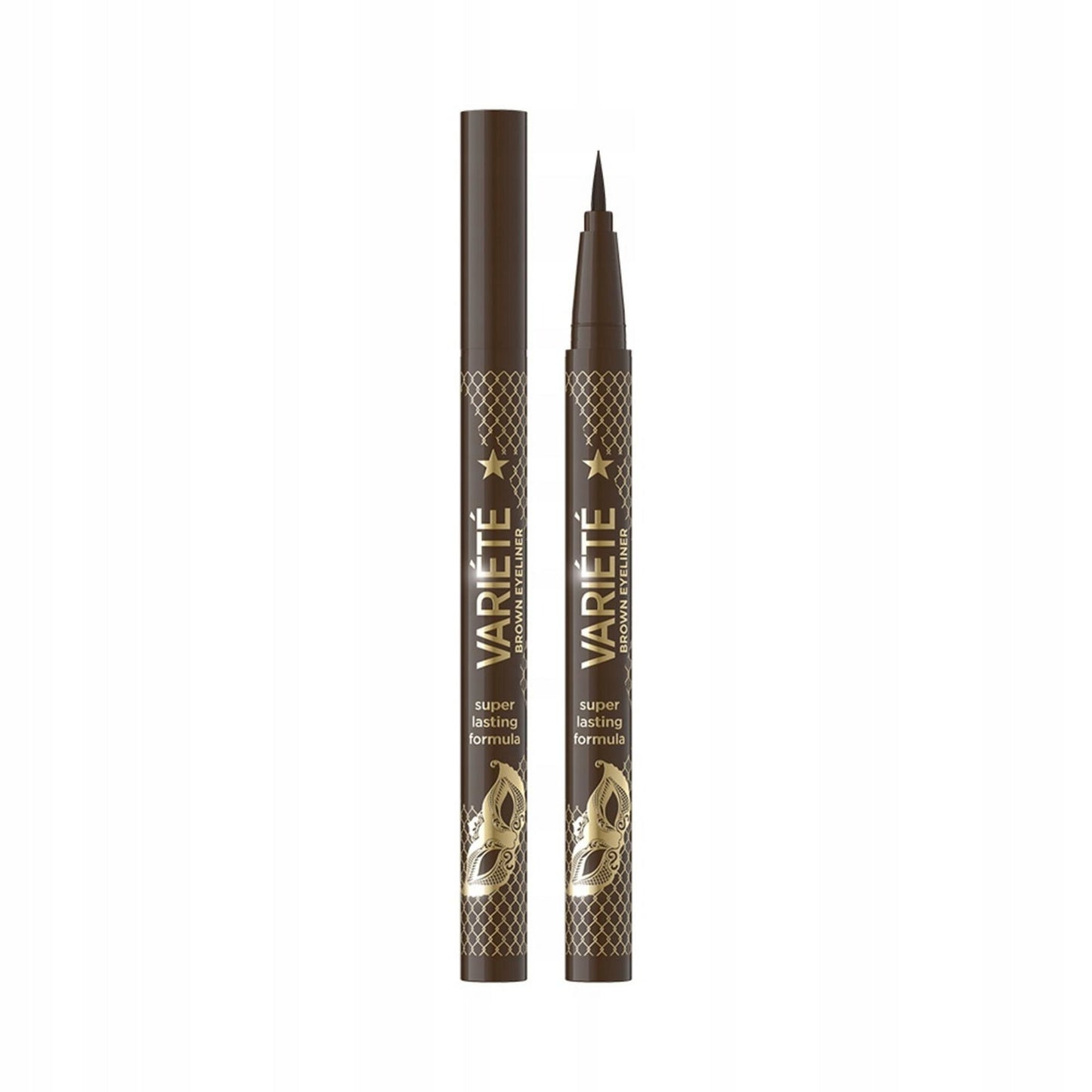 Eveline Cosmetics, Variete, Präziser Eyeliner-Pinsel, Flüssiger Eyeliner, 02, Braun, 4 ml