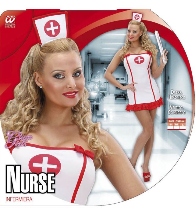 Krankenschwester-Kostüm mit weißem Kleid und passender Haube