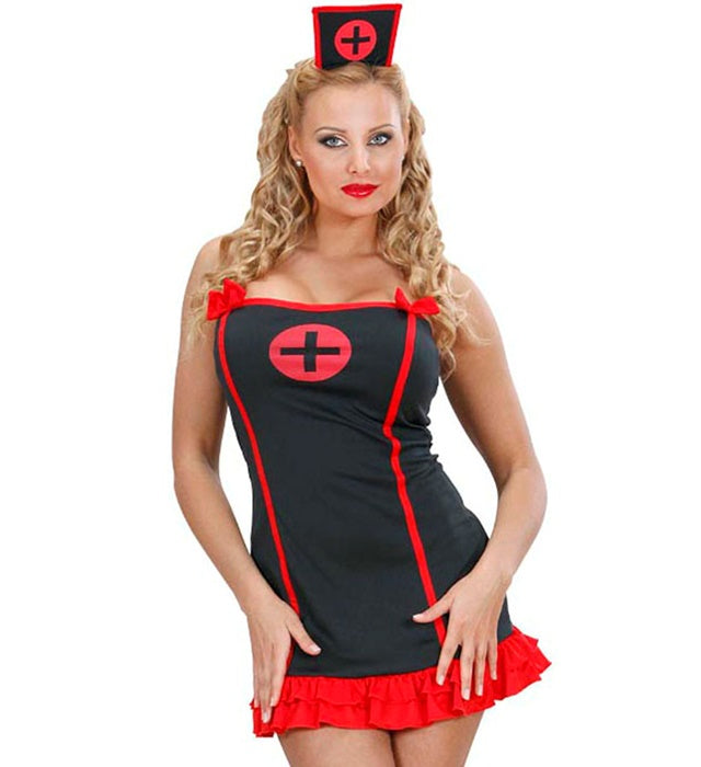 NACHTSCHWESTER Kostüm mit schwarzem Kleid und Haube