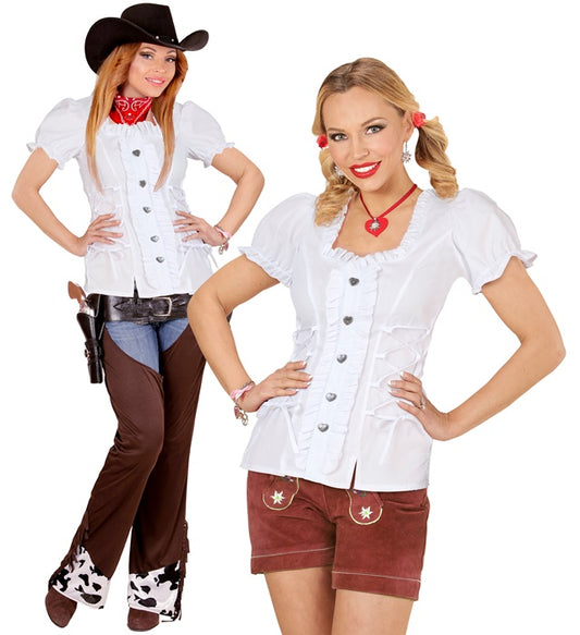 Weisse Bluse mit klassischem Kragen für Fasnacht Kostüme