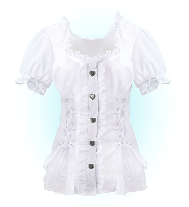 Weisse Bluse mit klassischem Kragen für Fasnacht Kostüme