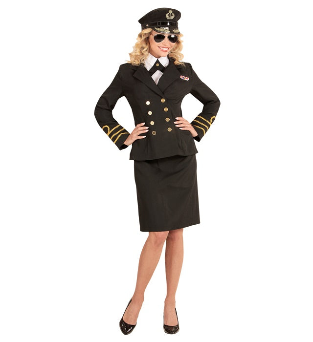Navy Officer Kostüm mit Jacke, Rock, Kragen und Mütze für Fasnacht