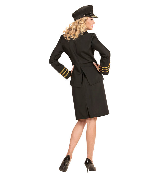 Navy Officer Kostüm mit Jacke, Rock, Kragen und Mütze für Fasnacht