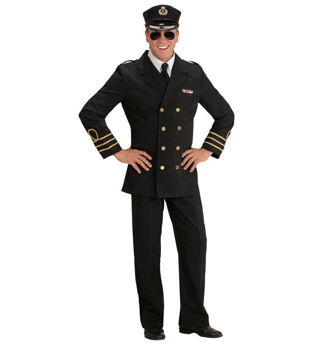 Marineoffizier Kostüm mit Jacke, Hose, Kragen und Mütze für Fasnacht