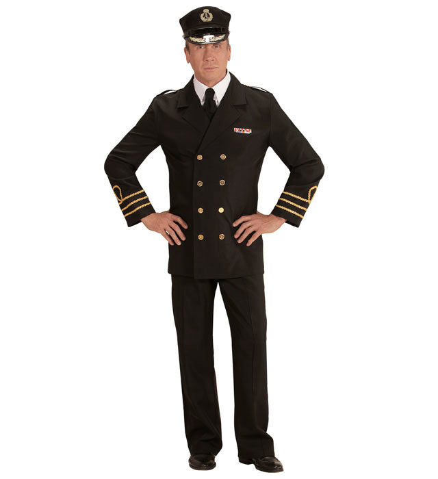 Marineoffizier Kostüm mit Jacke, Hose, Kragen und Mütze für Fasnacht
