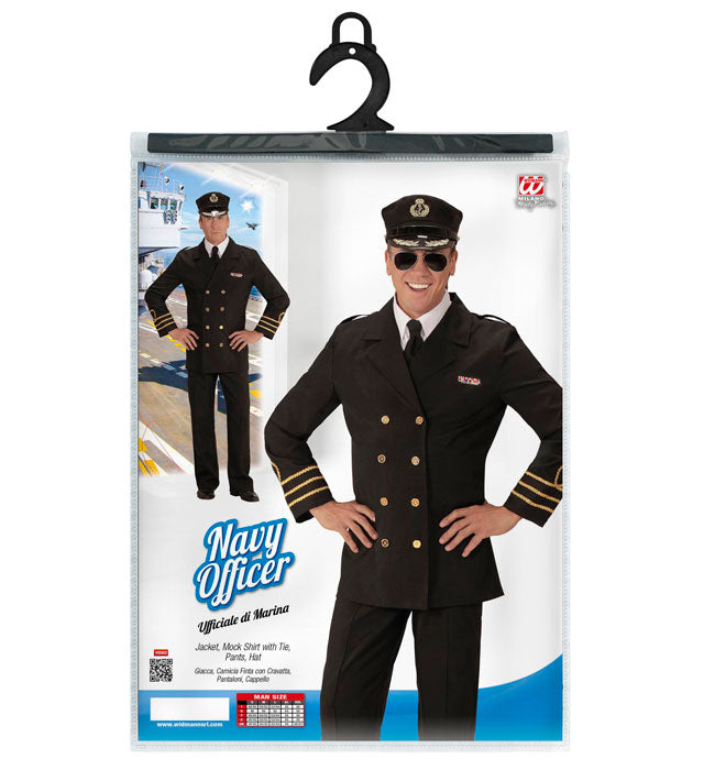 Marineoffizier Kostüm mit Jacke, Hose, Kragen und Mütze für Fasnacht