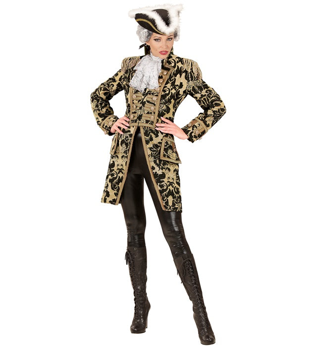 Goldener Paradefrack aus Jacquard für Damen, festliches Kostüm