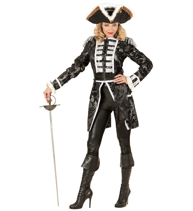 Silberner Damen-Paradefrack aus Jacquard für Fasnacht und Karneval