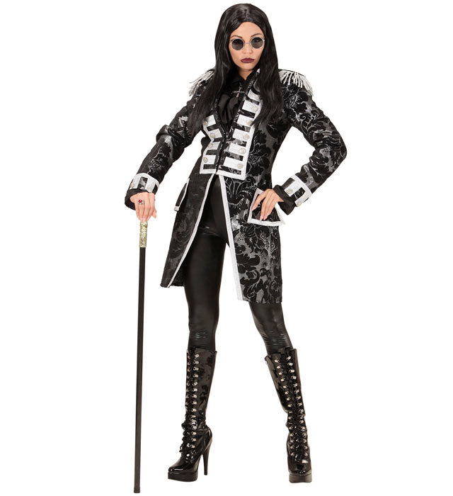 Silberner Damen-Paradefrack aus Jacquard für Fasnacht und Karneval