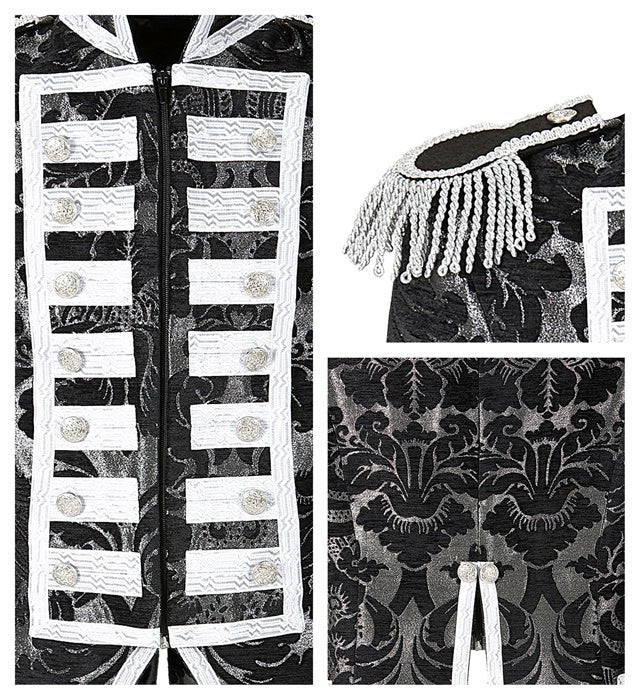 Silberner Damen-Paradefrack aus Jacquard für Fasnacht und Karneval