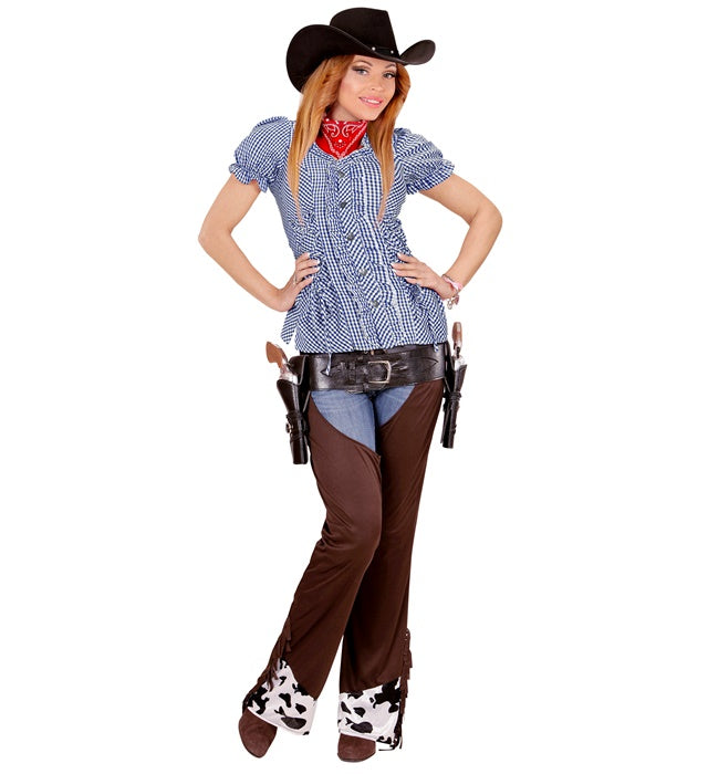 Karierte blaue Bluse mit klassischem Karomuster für Fasnacht und Karneval