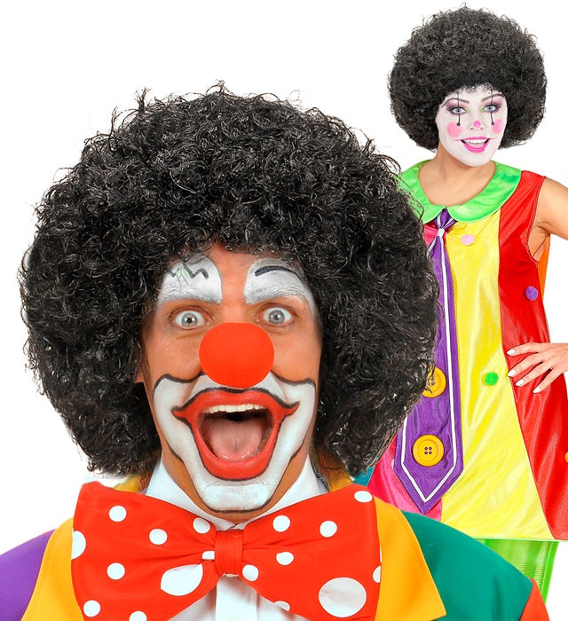 Schwarze Clownperücke als Kostümzubehör für Fasnacht und Karneval
