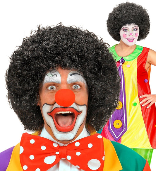Schwarze Clownperücke als Kostümzubehör für Fasnacht und Karneval
