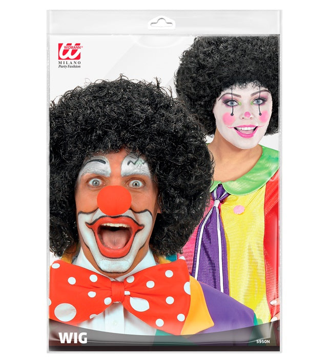 Schwarze Clownperücke als Kostümzubehör für Fasnacht und Karneval